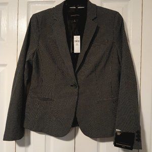 Banana Republic Houndstooth Blazer Black And White Career Office